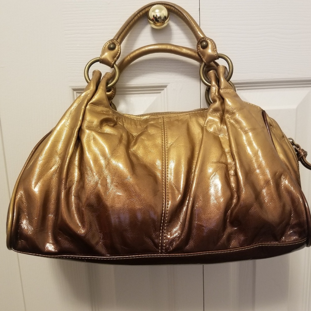 Express Patent Leather gold fade shoulder bag